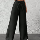 Pantalones anchos de pierna ancha con banda elastica para mujeres