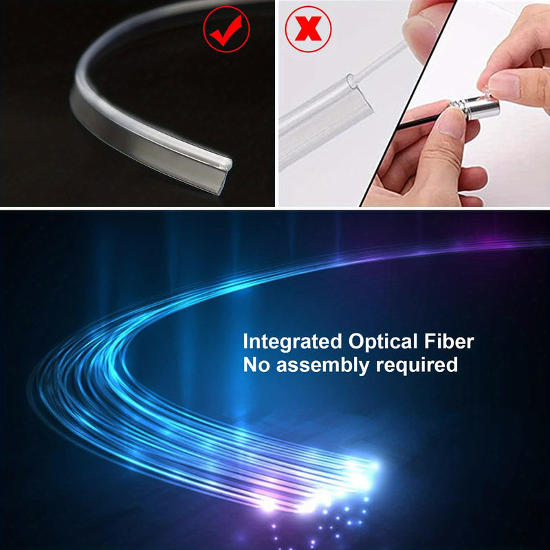 Luzes LED para interiores de coche com APP Control, 6 polegadas 1 RGB 16 milhões de cores Kit de iluminação ambiental com 315 polegadas de fibra óptica, Modo de música Iluminação interior de coche Acessórios, sem bateria