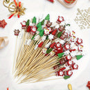 100 piezas, palillos de cóctel navideños festivos - Palitos de madera con copos de nieve, muñecos de nieve, renos y árboles para bebidas navideñas, aperitivos y decoraciones para fiestas.