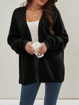 Cardigan holgado casual con abertura lateral y mangas tipo dolman, para primavera/otono