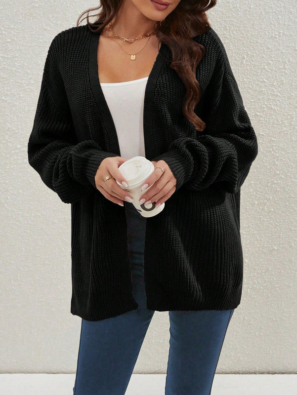 Cardigan holgado casual con abertura lateral y mangas tipo dolman, para primavera/otono