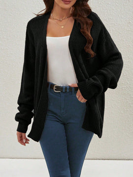 Cardigan holgado casual con abertura lateral y mangas tipo dolman, para primavera/otono