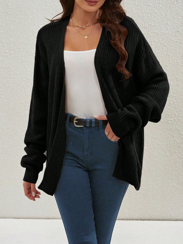 Cardigan holgado casual con abertura lateral y mangas tipo dolman, para primavera/otono