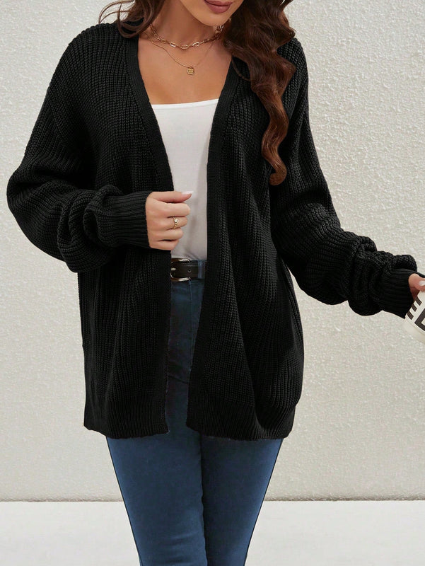 Cardigan holgado casual con abertura lateral y mangas tipo dolman, para primavera/otono