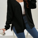 Cardigan holgado casual con abertura lateral y mangas tipo dolman, para primavera/otono