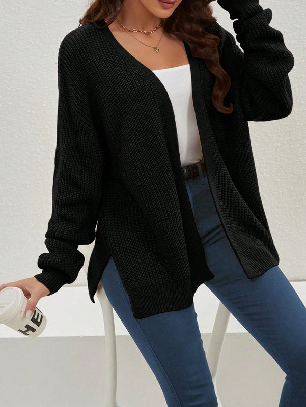 Cardigan holgado casual con abertura lateral y mangas tipo dolman, para primavera/otono