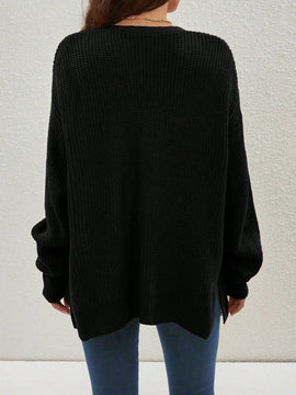 Cardigan holgado casual con abertura lateral y mangas tipo dolman, para primavera/otono