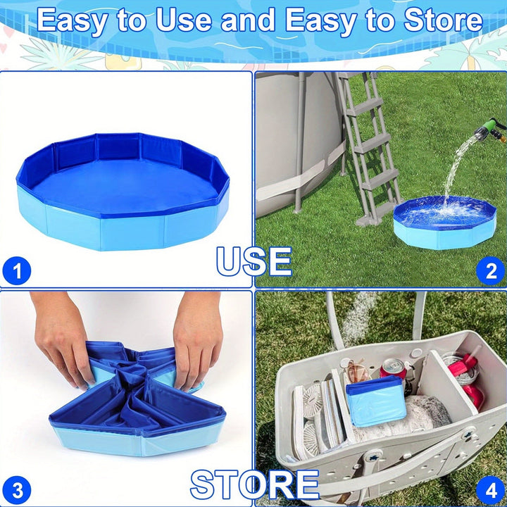 Baño de pies plegable portátil, recipiente de pies plegable de PVC compuesto, adecuado para la entrada de la piscina, con accesorios básicos de limpieza de piscina de varios componentes, apto para 10 personas.