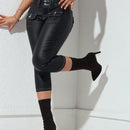 Pantalones cenidos de vestir casuales de unicolor de tejido con bolsillos para mujer
