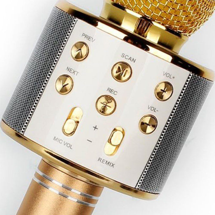 Micrófono Karaoke Bluetooth Parlantes Integrados para IOS y Android RF 858