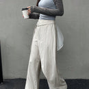 Dazy pantalones anchos de unicolor con cordon para mujeres