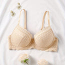 Sujetador comodo y sexy de encaje con volantes y efecto push-up para mujer, ropa interior