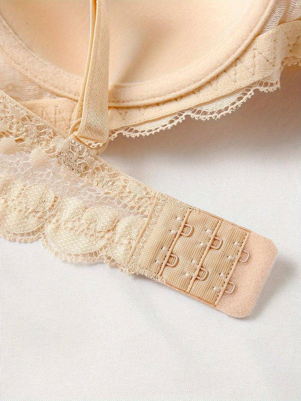 Sujetador comodo y sexy de encaje con volantes y efecto push-up para mujer, ropa interior