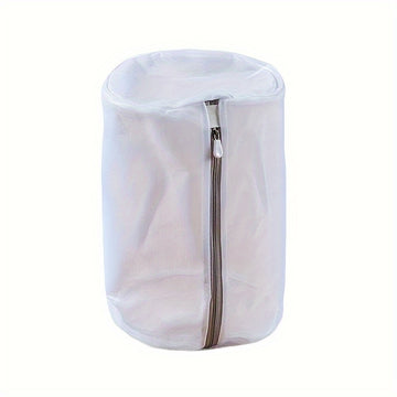 Bolsa de lavandería resistente de poliéster con cierre de cremallera, 1 unidad, forma cilíndrica, malla circular para tenis, zapatillas deportivas, calcetines y sostenes, bolsa organizadora para viaje y hogar, accesorio de lavandería, protector de tela,