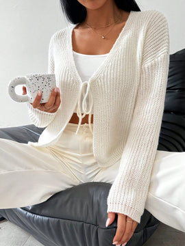 Essnce cardigan suelto y delgado de mujer con lazo adelante