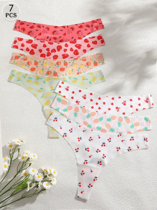 Finetoo set de 7 piezas de pantys tipo tanga de mujer con estampado de leopardo sin costuras y sexy