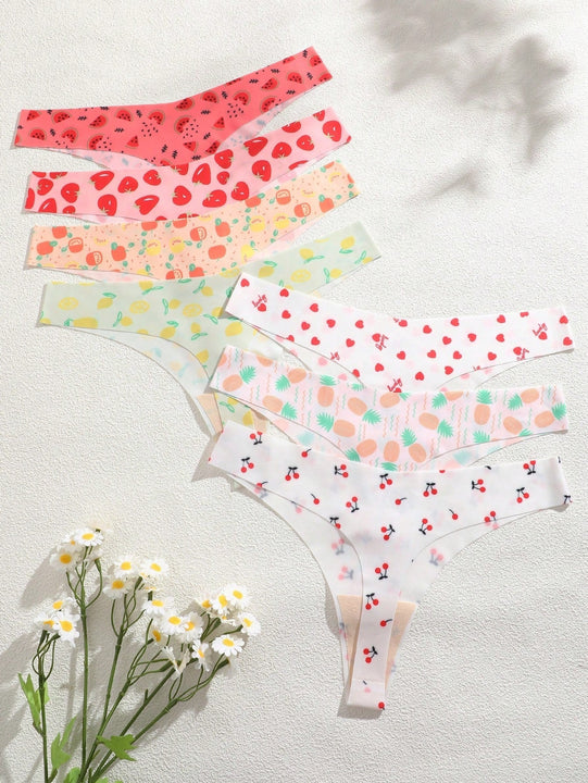 Finetoo set de 7 piezas de pantys tipo tanga de mujer con estampado de leopardo sin costuras y sexy