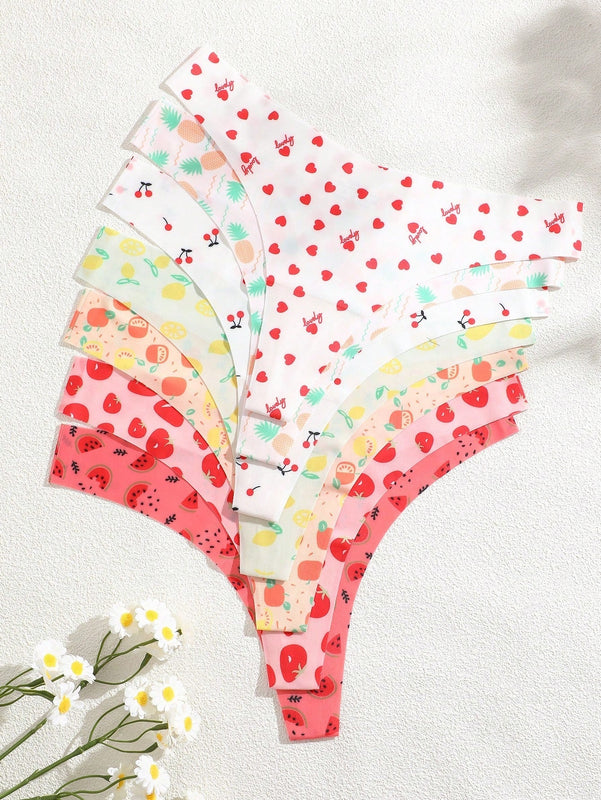 Finetoo set de 7 piezas de pantys tipo tanga de mujer con estampado de leopardo sin costuras y sexy
