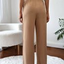 Pantalones tejidos con cinturon comodos de unicolor de mimbre
