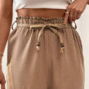 Pantalones tejidos con cinturon comodos de unicolor de mimbre