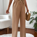 Pantalones tejidos con cinturon comodos de unicolor de mimbre