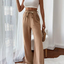 Pantalones tejidos con cinturon comodos de unicolor de mimbre