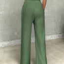 Pantalones casuales de mujer con cintura elastica de cordon y ajuste holgado con bolsillos inclinados