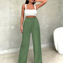 Pantalones casuales de mujer con cintura elastica de cordon y ajuste holgado con bolsillos inclinados