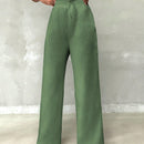 Pantalones casuales de mujer con cintura elastica de cordon y ajuste holgado con bolsillos inclinados