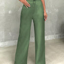 Pantalones casuales de mujer con cintura elastica de cordon y ajuste holgado con bolsillos inclinados