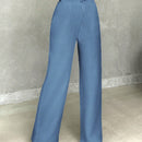 Pantalones casuales de mujer con cintura elastica de cordon y ajuste holgado con bolsillos inclinados