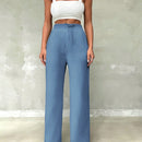 Pantalones casuales de mujer con cintura elastica de cordon y ajuste holgado con bolsillos inclinados