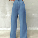 Pantalones casuales de mujer con cintura elastica de cordon y ajuste holgado con bolsillos inclinados