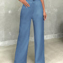 Pantalones casuales de mujer con cintura elastica de cordon y ajuste holgado con bolsillos inclinados