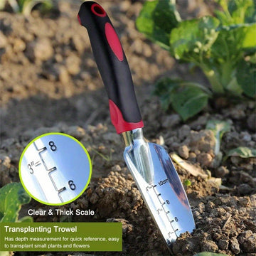 Juego de Herramientas de Jardín de Alta Resistencia de 3 Piezas - Aluminio Duradero con Mangos Ergonómicos Antideslizantes, Incluye Cepillo, Transplantadora y Rastrillo para un Jardinería Fácil