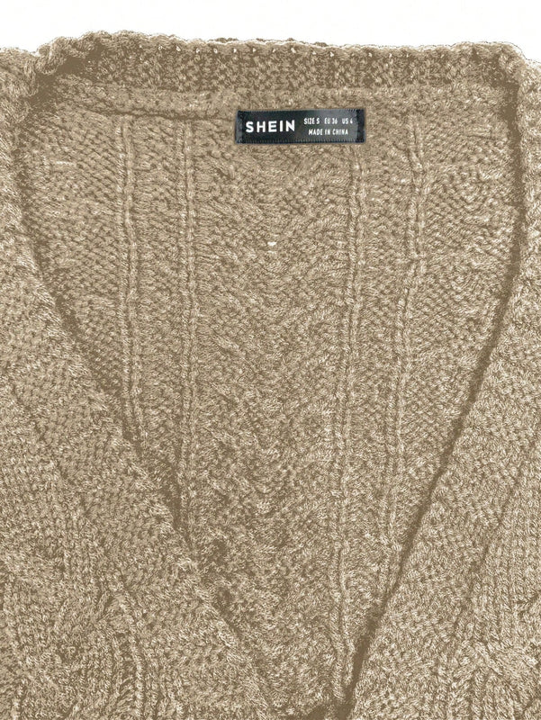 Moosta cardigan casual suelto de unicolor de manga larga con lazada delante para mujer, otono/invierno