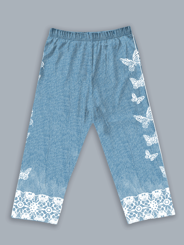 Ezwear pantalones con estampado de encaje de mariposa para mujer