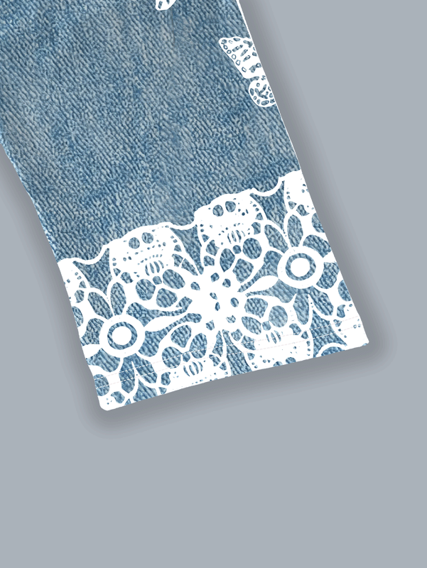 Ezwear pantalones con estampado de encaje de mariposa para mujer