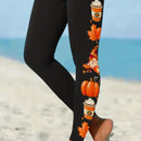 Ezwear leggings casuales de mujer con estampado de calabaza