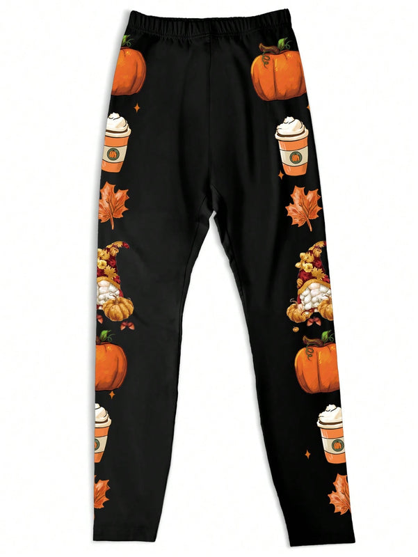 Ezwear leggings casuales de mujer con estampado de calabaza