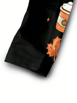 Ezwear leggings casuales de mujer con estampado de calabaza
