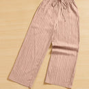 Essnce pantalones casuales de pernera ancha de 7/8 con textura y cintura anudada de unicolor para mujer
