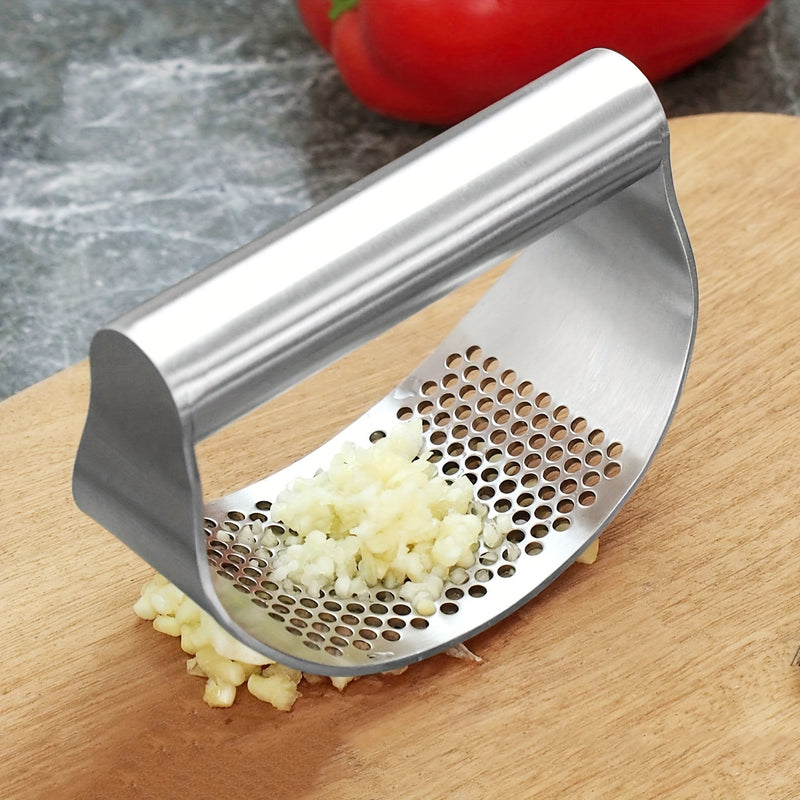 Prensa de ajo de acero inoxidable de primera calidad - Manual, gadget de cocina no eléctrico para una preparación fácil de alimentos, apto para lavavajillas y metal seguro para alimentos.