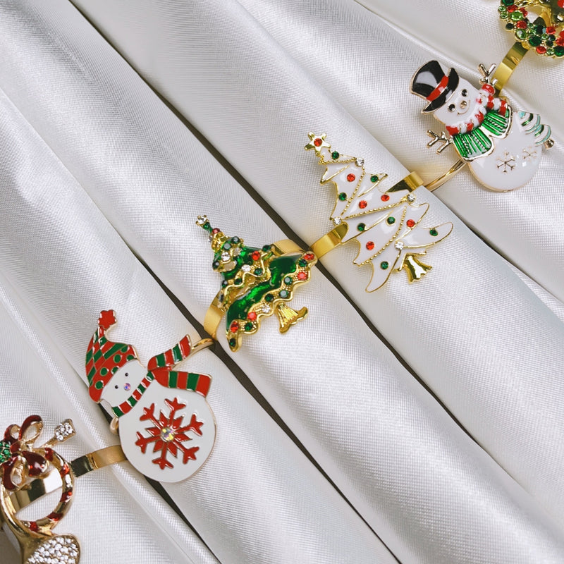 Conjunto de 6 Anillos Dorados para Servilletas para Decoración de Mesas Festivas - ¡Perfectos para Navidad, Acción de Gracias, Pascua, Cumpleaños y Más!