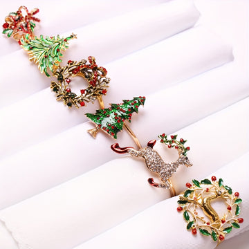 Conjunto de 6 Anillos Dorados para Servilletas para Decoración de Mesas Festivas - ¡Perfectos para Navidad, Acción de Gracias, Pascua, Cumpleaños y Más!