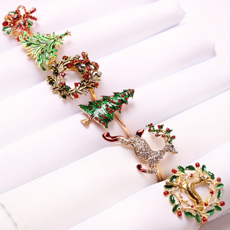 Conjunto de 6 Anillos Dorados para Servilletas para Decoración de Mesas Festivas - ¡Perfectos para Navidad, Acción de Gracias, Pascua, Cumpleaños y Más!
