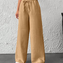 Pantalones anchos de pierna ancha con banda elastica para mujeres