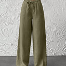 Pantalones anchos de pierna ancha con banda elastica para mujeres