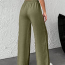 Pantalones de pierna ancha con cintura elastica para mujeres