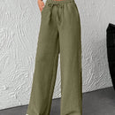 Pantalones de pierna ancha con cintura elastica para mujeres